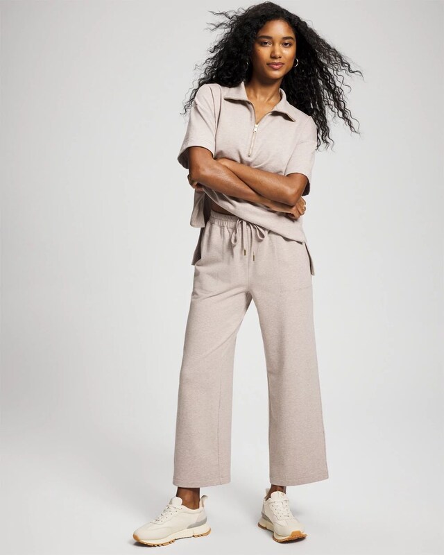 Essential Terry Quarter Zip Short Sleeve Sweatshirt | Soma